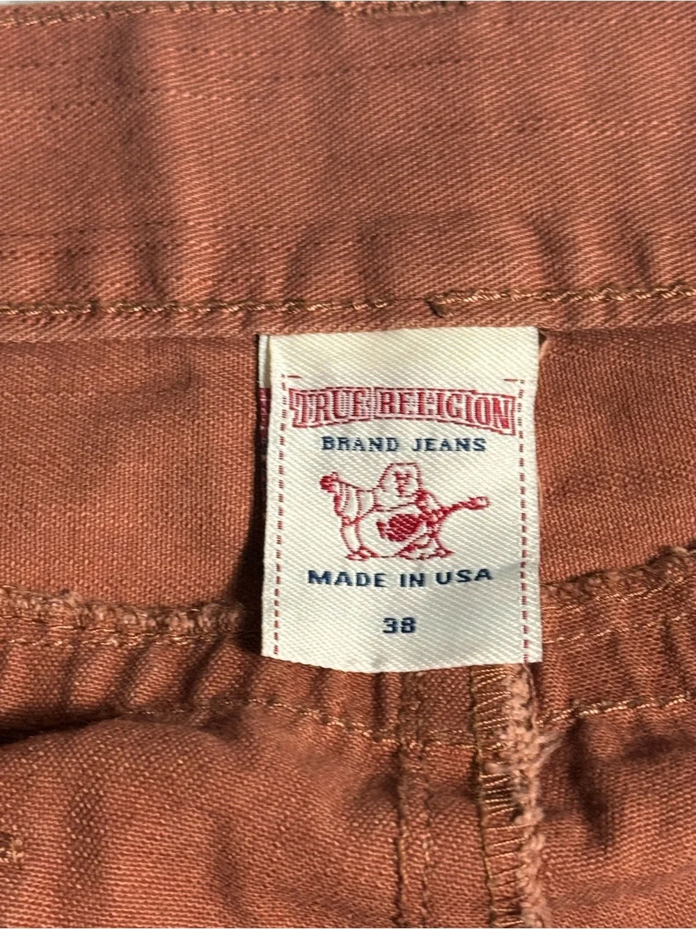 True Religion USA Distressed Rust Jeans 38x32 Y2K Wide Leg